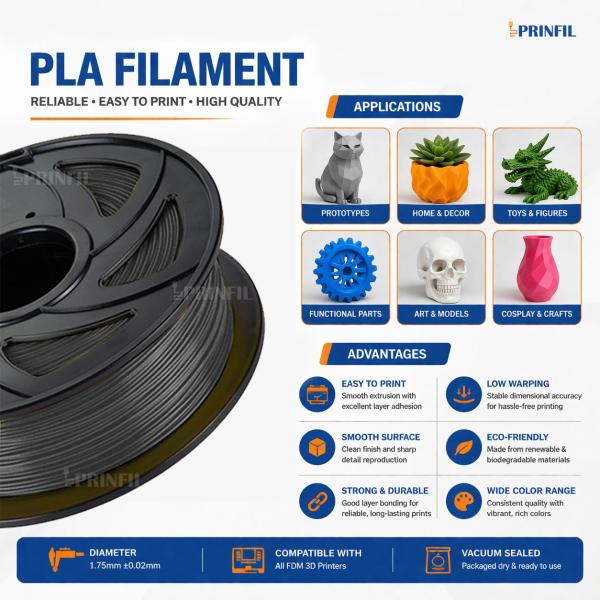 BLACK PLA Filament for 3D Printer