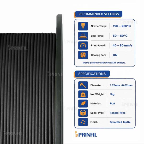 BLACK PLA Filament for 3D Printer