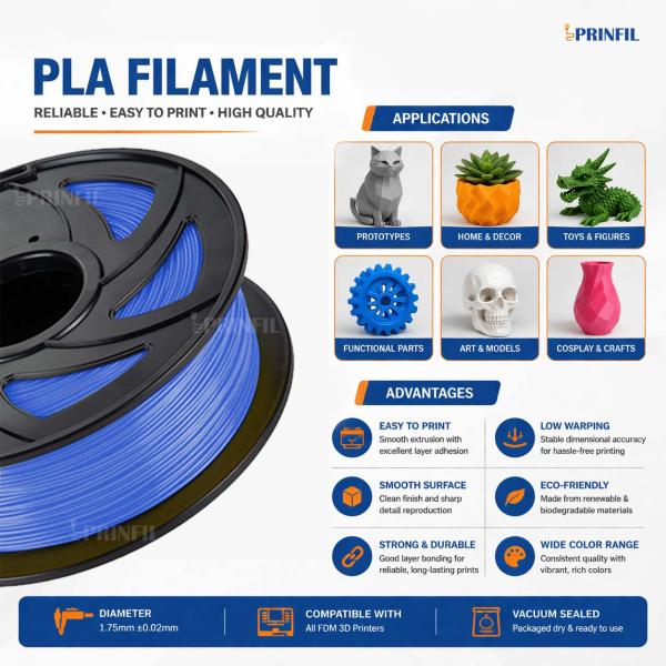 BLUE PLA Filament for 3D Printer – Premium Quality
