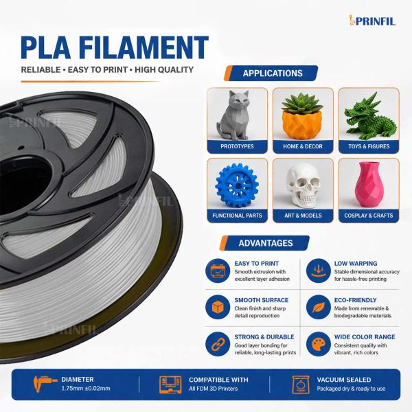 GREY PLA Filament for 3D Printer – Premium Quality