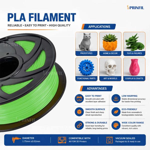 GREEN PLA Filament for 3D Printer – Premium Quality