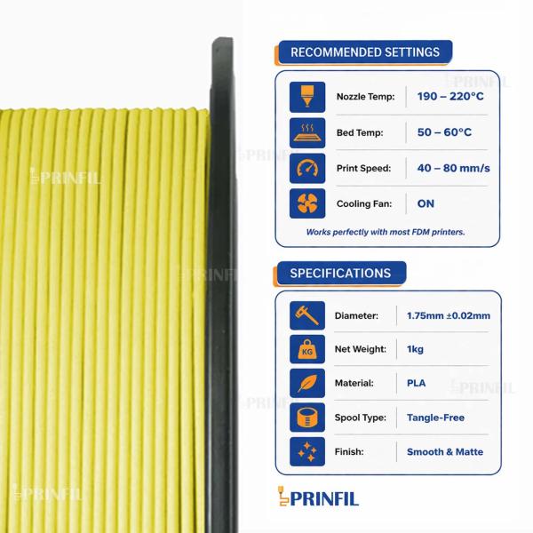 YELLOW PLA Filament for 3D Printer – Premium Quality