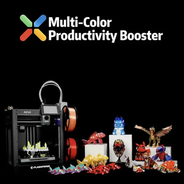 Flashforge AD5X 3D Printer 4 Color High Speed 600mm/s Auto Leveling Multi Color FDM Printer