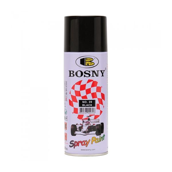 Bosny 39 Black Spray Paint – 400ml High Coverage Fast Dry Aerosol